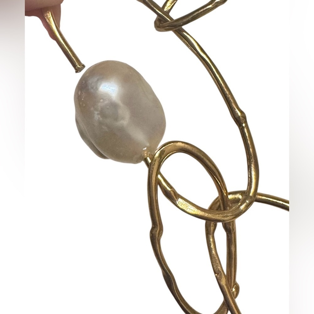 Velatti Gold Plated Chain Necklace with Baroque Pearl Accents - Picture 3 of 6